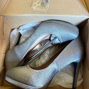 Le Chateau Sparkling Silver Heels